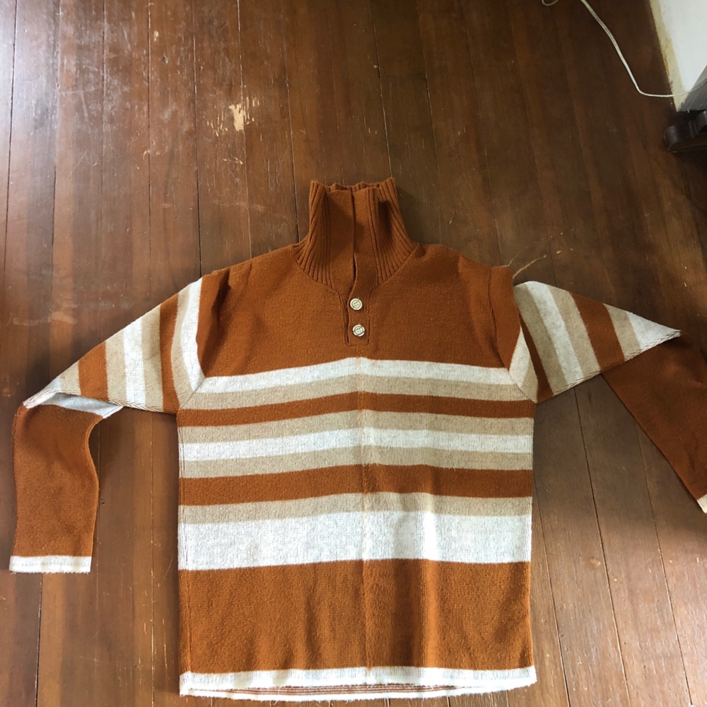 Vintage butterscotch and white striped sweater